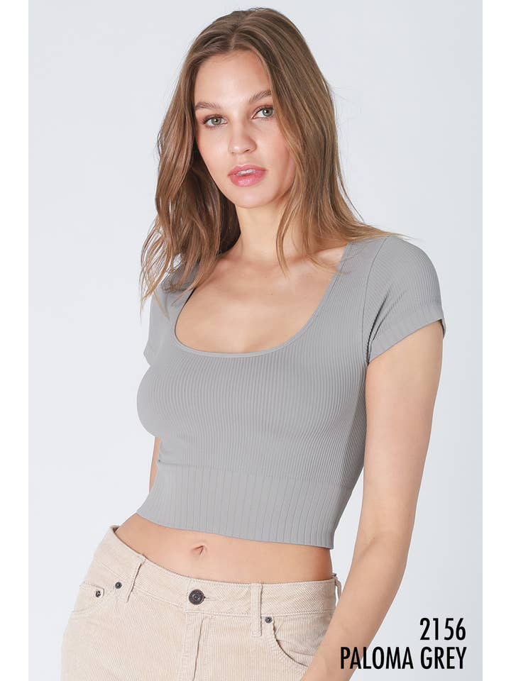 NIKIBIKI - Wholesale Knit Top - Women's - NS8230 - Scoop Neck Crop Top