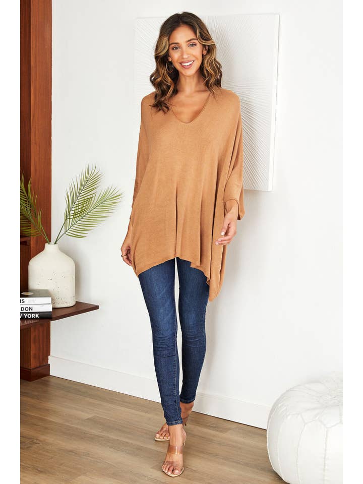 VENTI6 - Venta al por mayor Túnica - Mujer - TOP DE PUNTO LIGERO OVERSIZE CON ESCOTE EN V DRAPEADO (2920)4