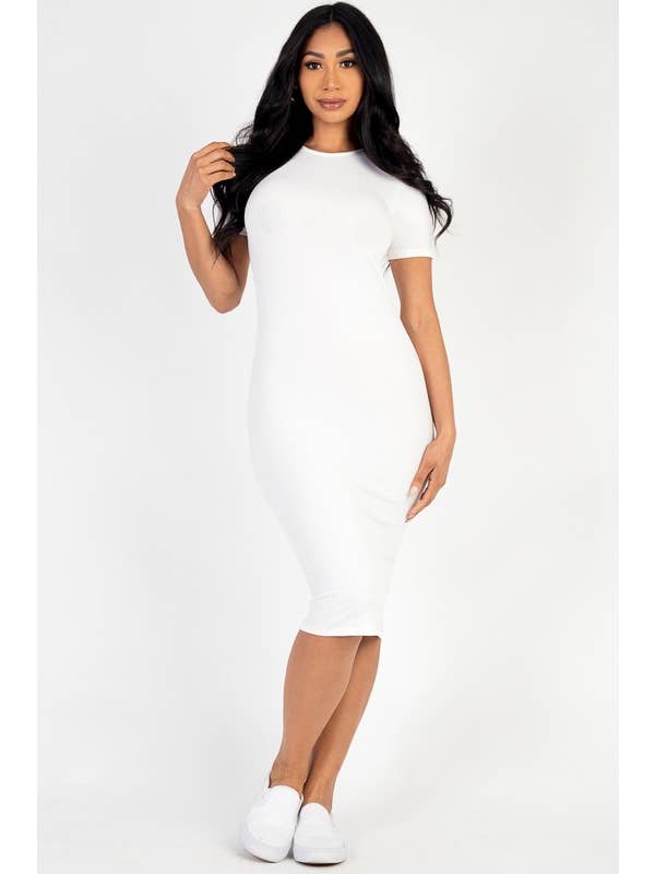 Vanilla Monkey - Wholesale Dress - Women's - Ribbed Bodycon Solid Dress14