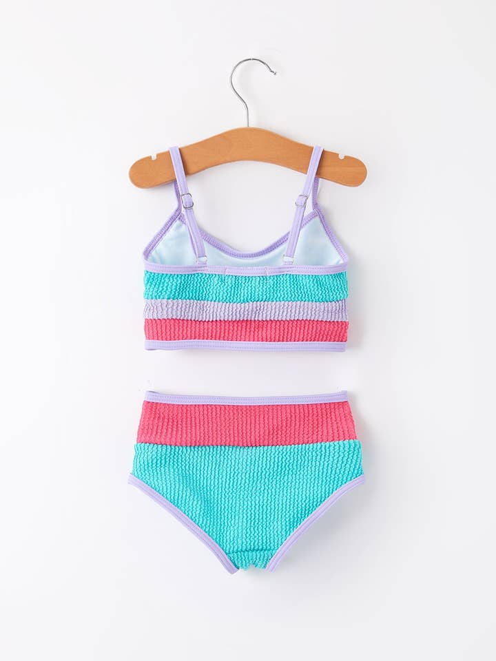 Rylee Faith Designs - Wholesale Two Piece Swimsuit - Kids - "Blue and Red Stripes" Kid's Swimsuit