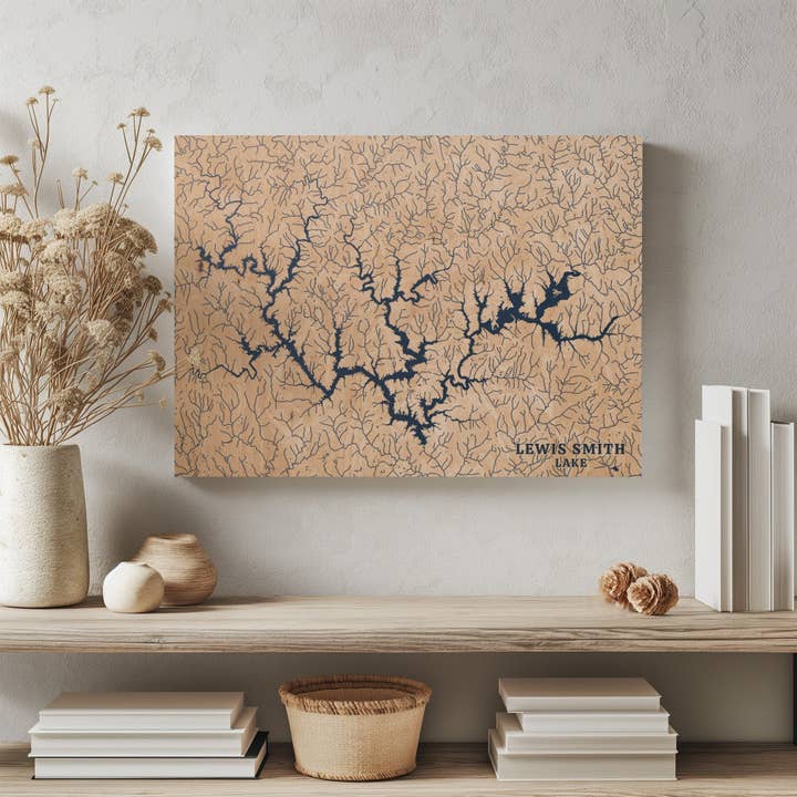 Lewis Smith Lake Alabama Custom Lake Map for wholesale by Benoit's Design Co.