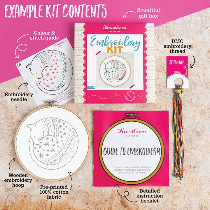 Hawthorn Handmade (US Duties Paid) - Wholesale Craft sewing kit - Cat Embroidery Kit | Complete Craft Kit for Beginners2