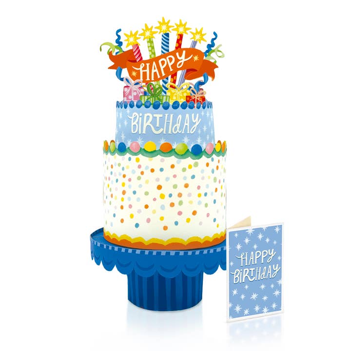 FreshCut Paper LLC - Wholesale Birthday Card - Confetti Birthday Cake (8 Pop-up Greeting Cards)