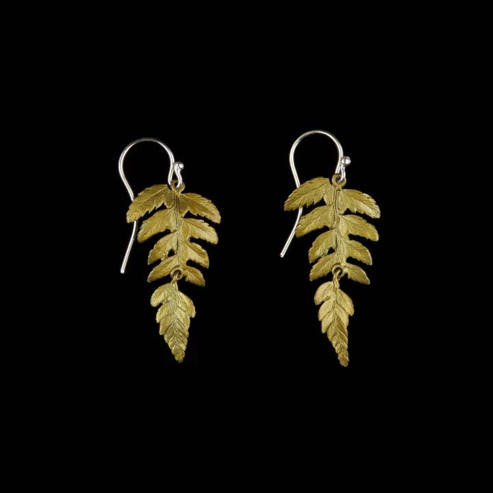 Michael Michaud - Wholesale Dangle Earrings - Fern Large Single Leaf Wire Earrings