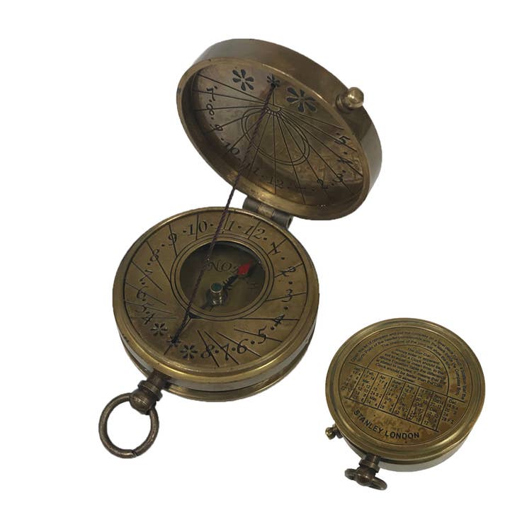 Madison Bay Co. - Historical Home Decor Reproductions - Wholesale Navigational Compass - 1-3/4" Antiqued Solid Brass Sundial Compass