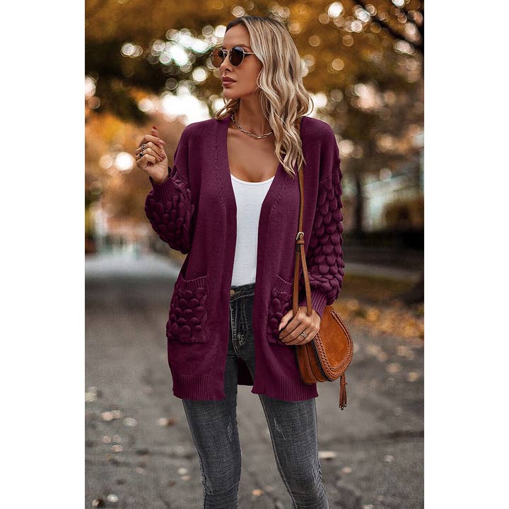 Supreme Fashion - Vendita all'ingrosso Cardigan - Donna - Cardigan in tinta unita con doppia tasca e spalla bassa