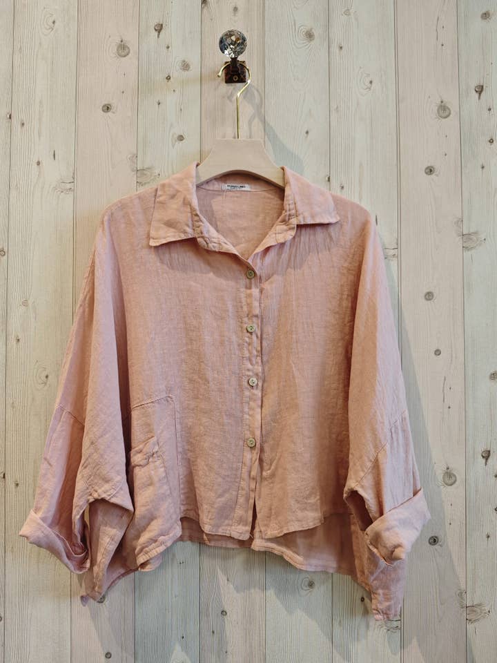 Linen & More - Wholesale Button Down Shirt - Women's - REF 14749 SHORT LINEN SHIRT 100%1