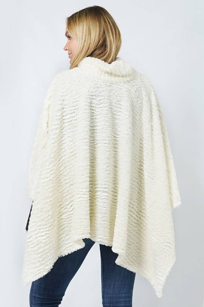 Hana - Wholesale Poncho - Women's - Stripe Pattern Faux Fur Poncho22