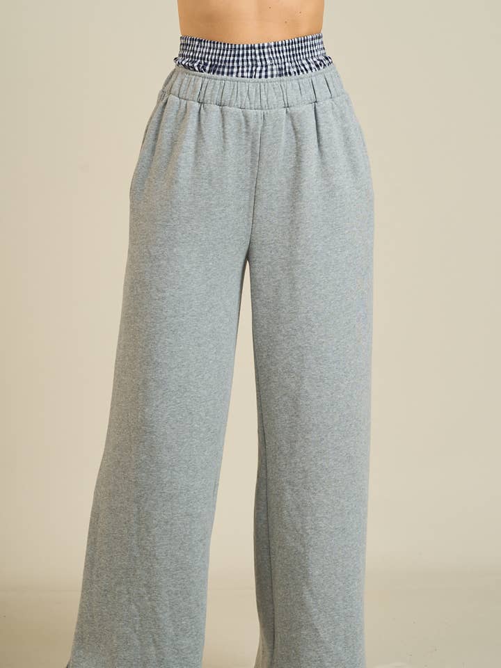 6700-GINGHAM BOXER DETAIL SWEATPANTS for wholesale by ANWND