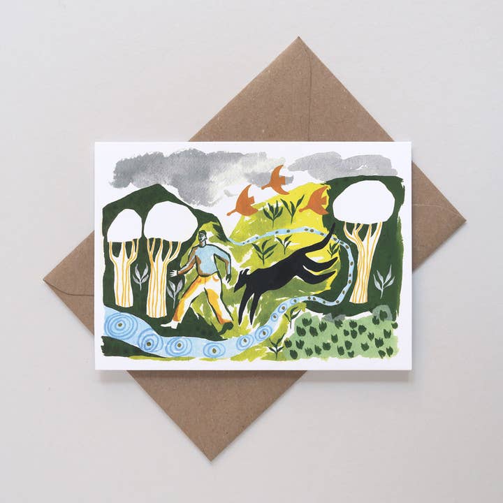 Printer Johnson Ltd - Wholesale Everyday Greeting Card - Black Dog greetings card