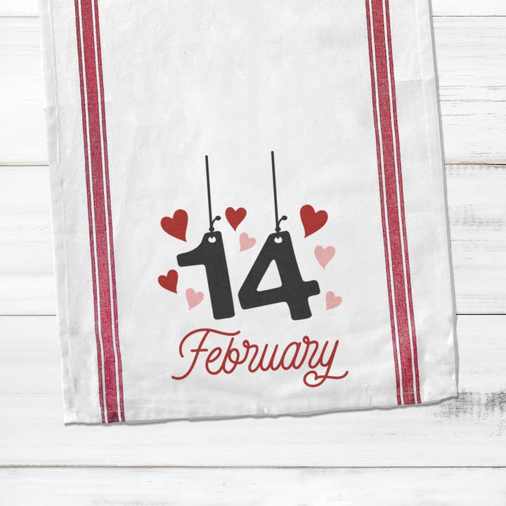 ZA Handmade Wholesale - Wholesale Tea Towel - Cotton striped Tea towel | February 14th valentine's day tea towel | Valentines Day dish towel | hearts tea towel