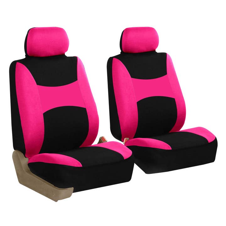 Light & Breezy Flat Cloth Seat Covers - Front Set Pink for wholesale by FH GROUP
