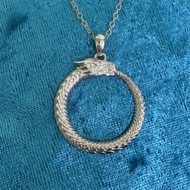 Elizabeth Jewelry - Wholesale Pendant/Charm Necklace - Bronze 14k gold fill dragon Ouroboros pendant necklace 1