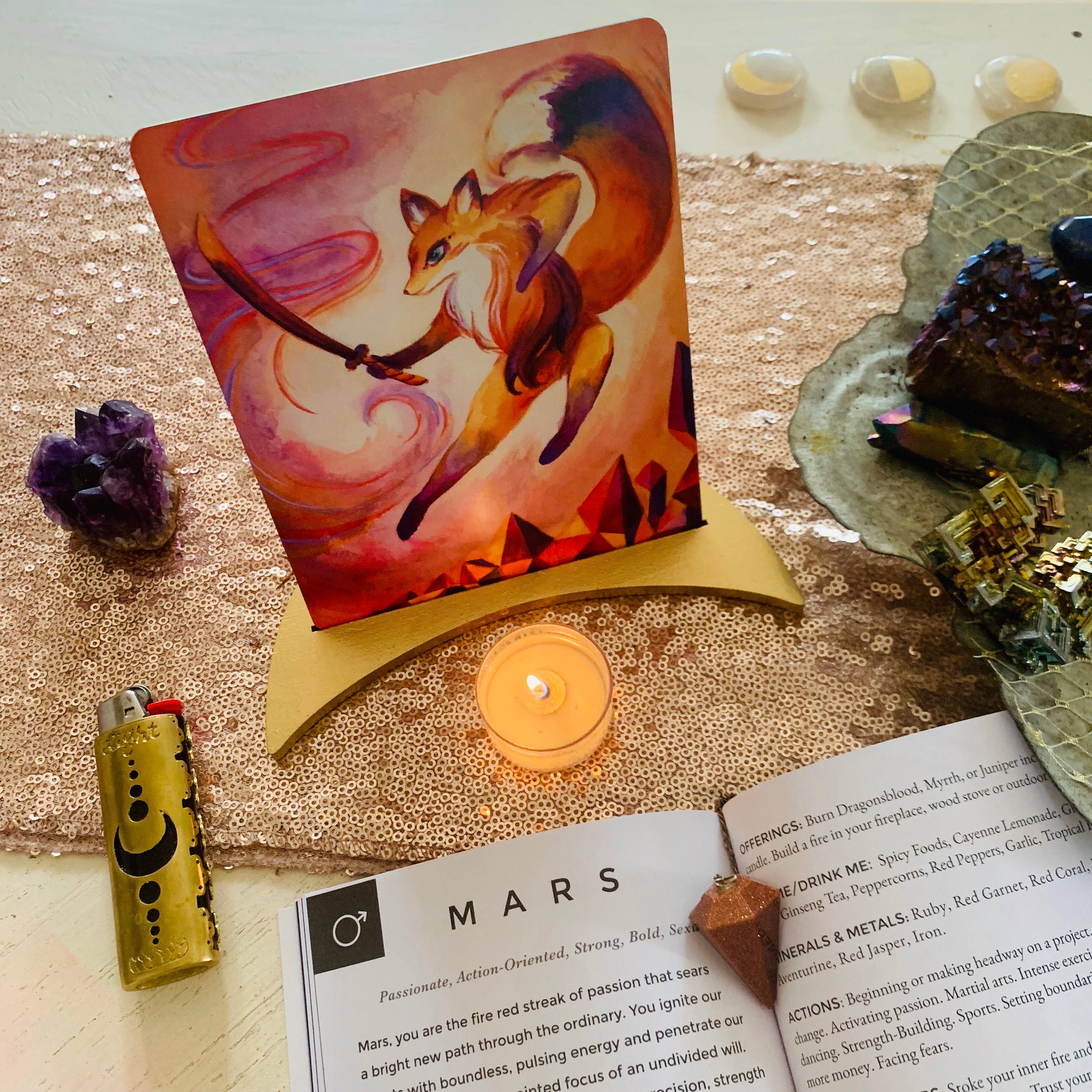 Nicole Piar – wholesale Tarot cards – Grande Gold Moon Oracle Card Stand – Metallic Tarot Stand5