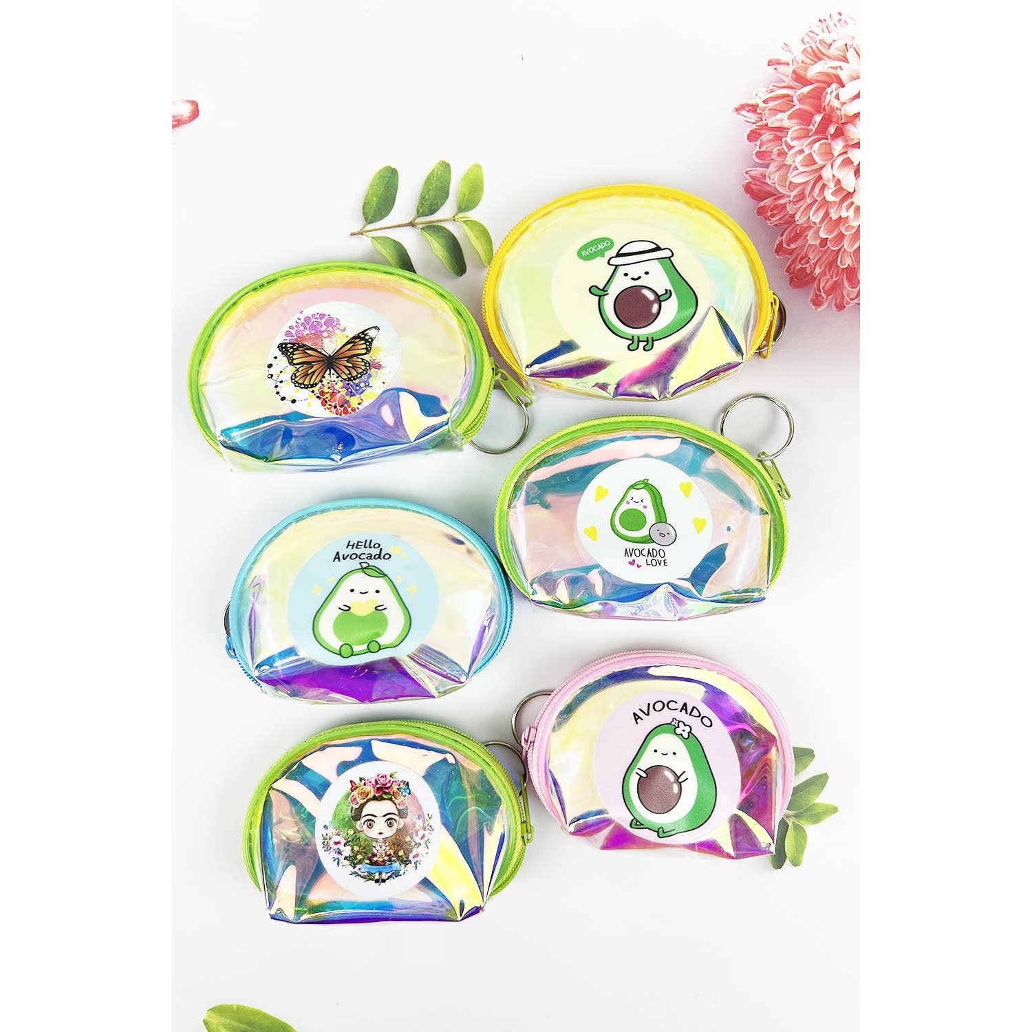 ASSORTED AVOCADO VINYL POUCH COIN PURSE WITH ZIPPER for wholesale on Faire0