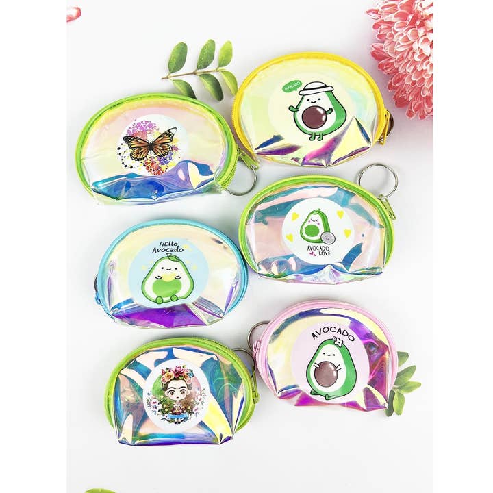 ASSORTED AVOCADO VINYL POUCH COIN PURSE WITH ZIPPER for wholesale on Faire0
