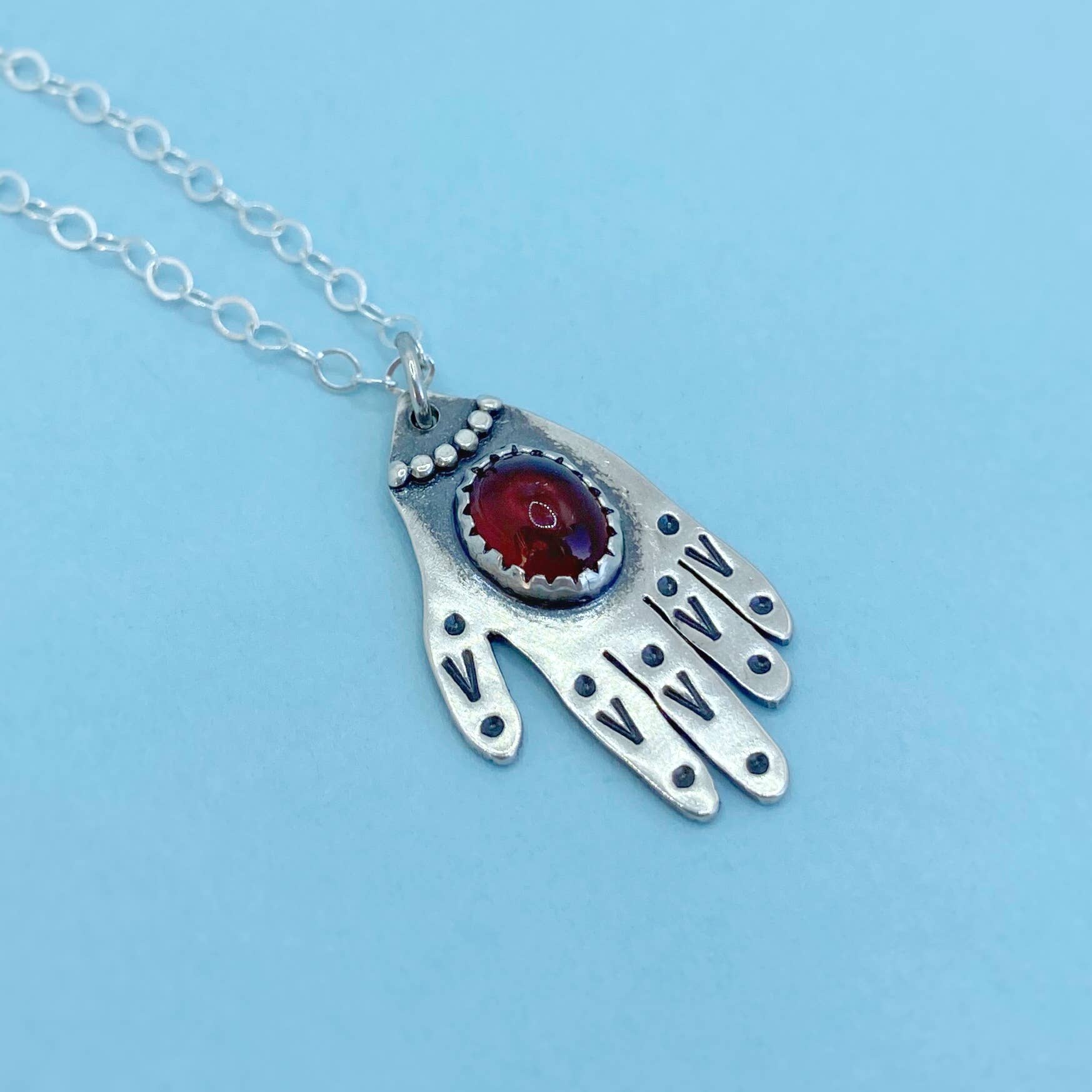 Blue and Blue - Wholesale Pendant/Charm Necklace - Hand Necklace - Garnet2