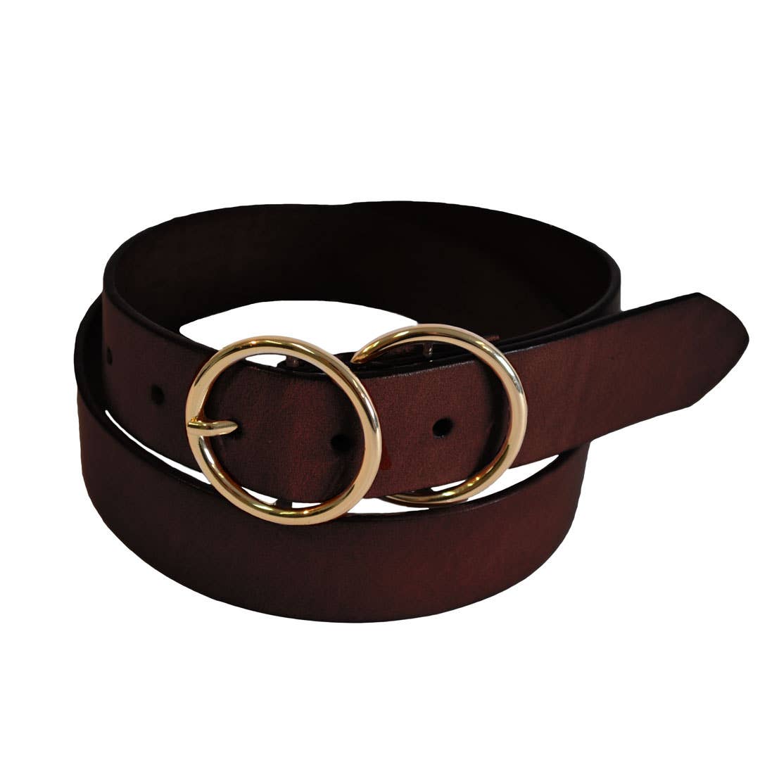 The Fitting Belt Company - Wholesale Belt – Women's - TOWNSVILLE - Women's Dark Brown Double Ring Leather Belt0