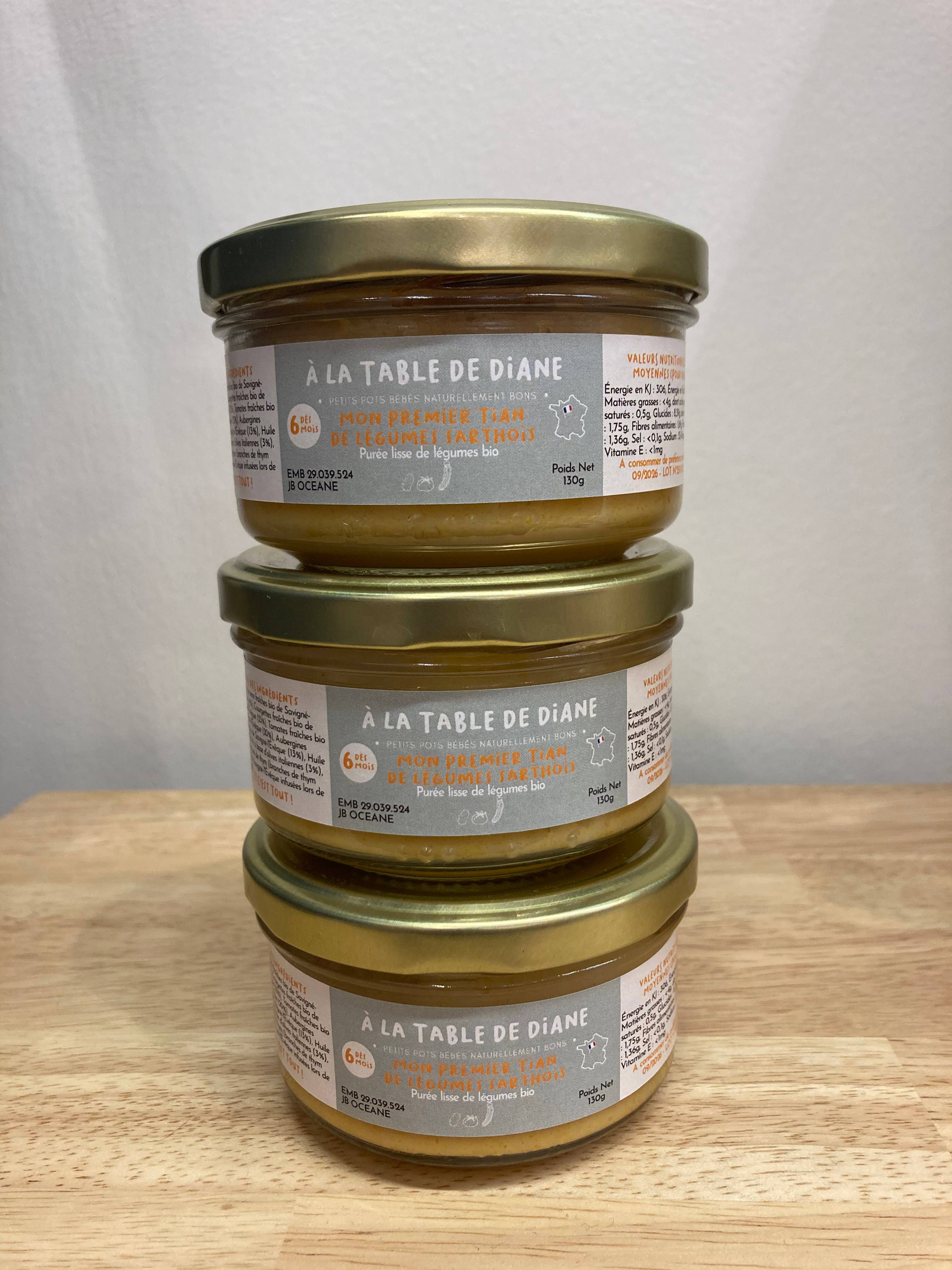 A LA TABLE DE DIANE - Venta al por mayor Comida para bebé - Mi primer Tian de verduras sarthois 130g0