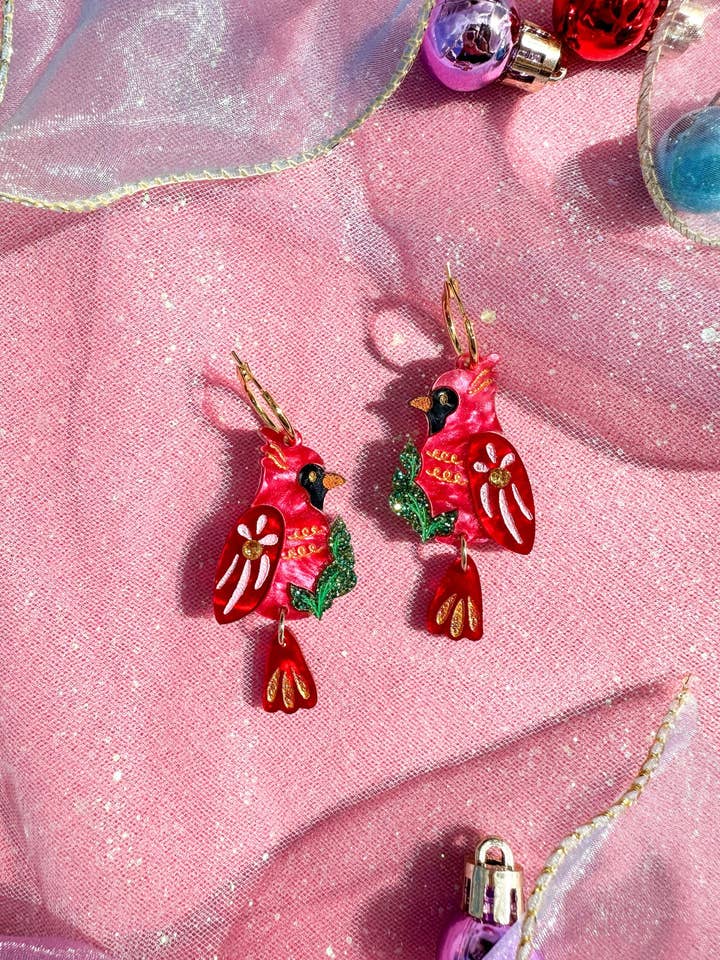 Cardinal Earrings for wholesale by Sunnie Creative