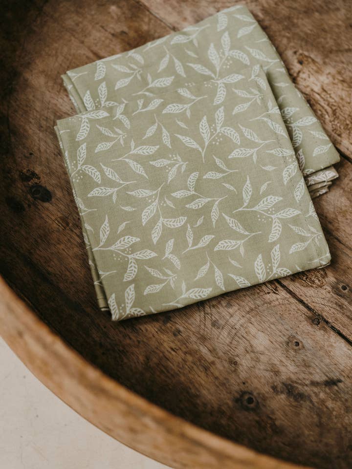 Duo of baby muslin cloths in double cotton gauze - Leaves for wholesale by Zakuw