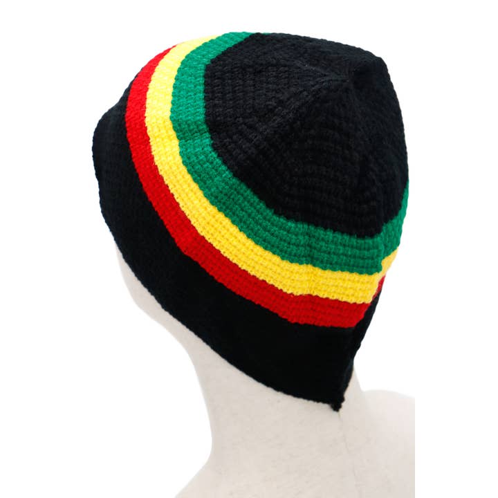 Cap Zone – wholesale Mössa - Dam – Tri-Stripe Crochet Rasta Tam Kort Mössa1