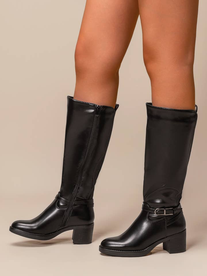 C'M PARIS - Wholesale Boots - Women's - Classic Riding Boot with Ankle Strap 30227
