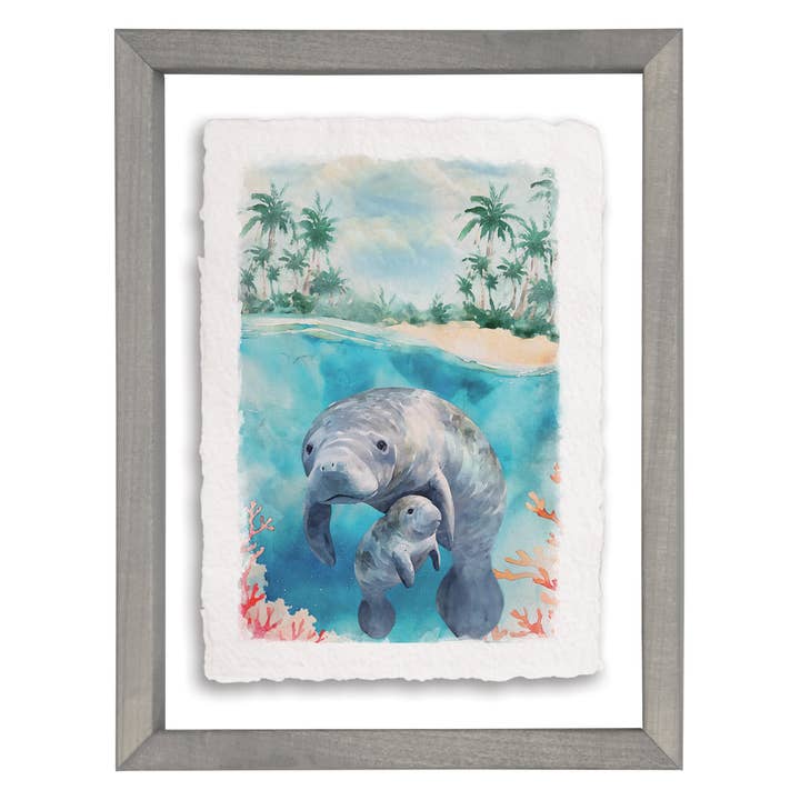 Manatee Beach Scene - Floating Art Rectangle for wholesale by Sincere Surroundings