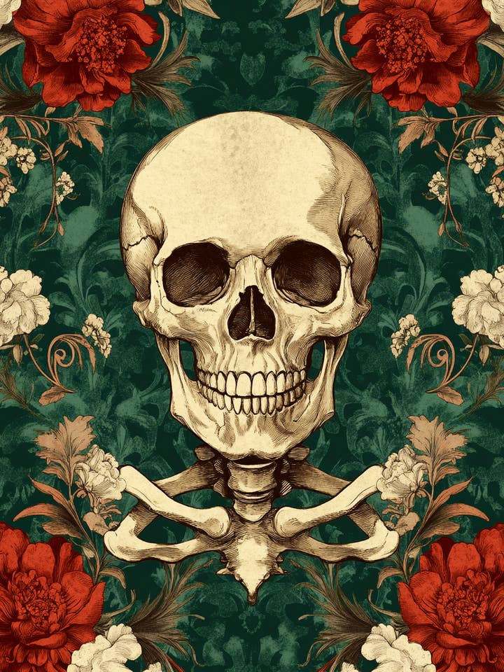 Goth Skull & Roses Art Prints - Gothic 8"x10" Artwork for wholesale by Mowbi