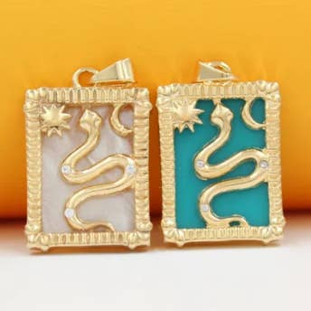 Pingente de Cobra Ouro e Pendente Sol Com Pedras Zircônia Para 18K Dourado Cheio (A169) por atacado de MIA Jewelry