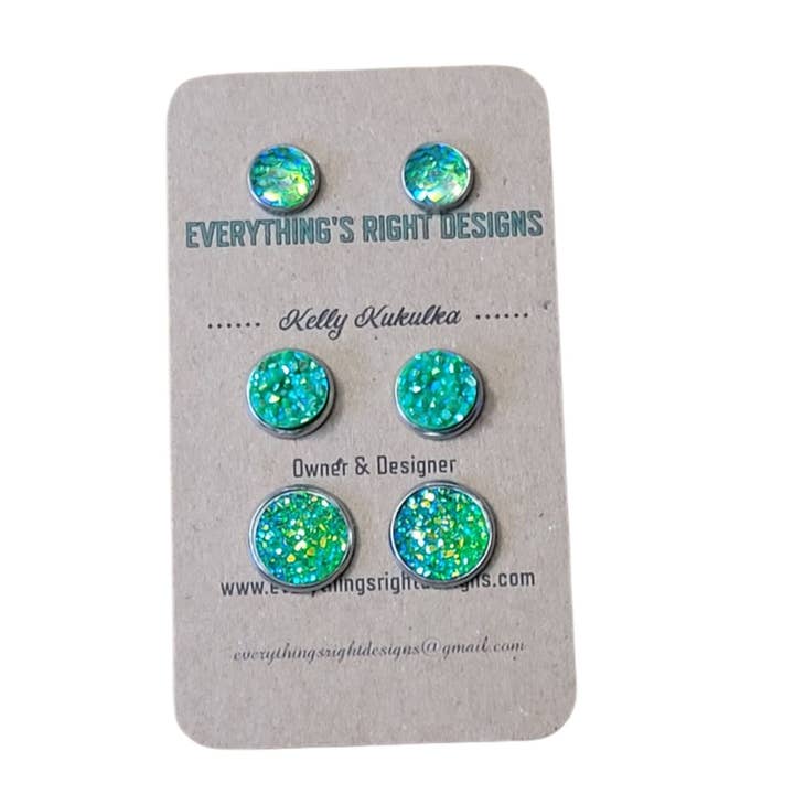 Mermaid Tail Earrings Set, Small Stud Earrings Gift Set for wholesale by Everything's Right Designs