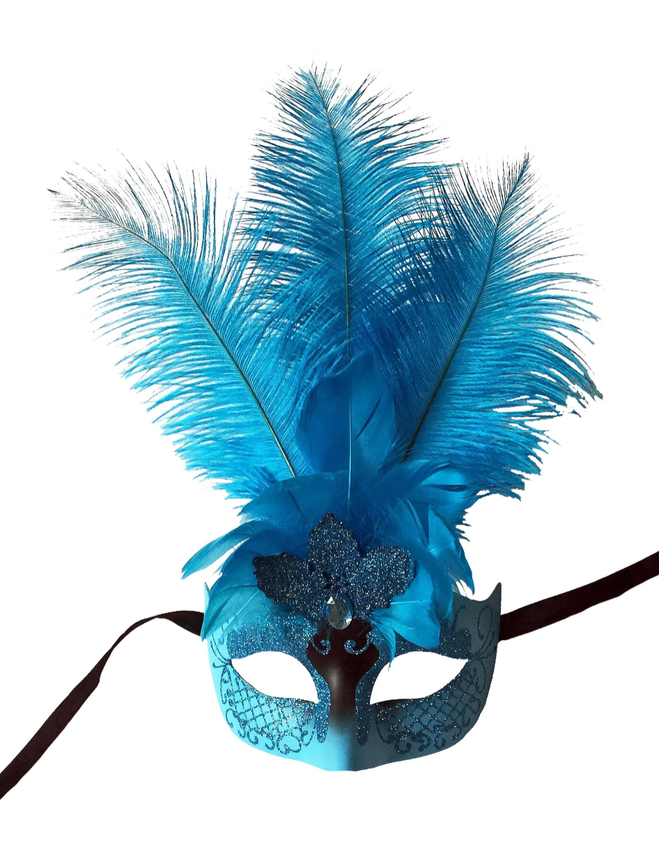 Mardi Gras Creations - Wholesale Costume - Unisex - Mask With Glitter Face And Feathers2