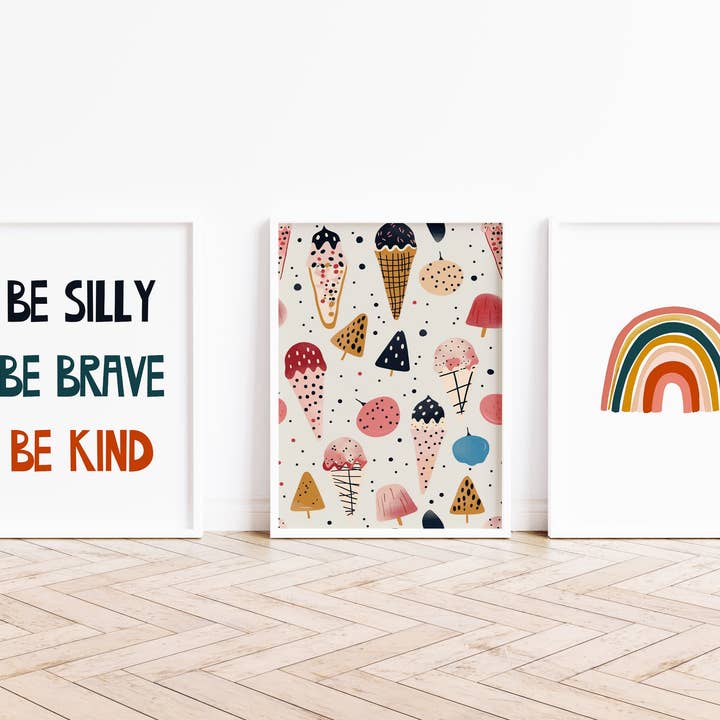 Set of 3 Boho Rainbow, Ice Creams & Quote Prints for wholesale by House of Binky