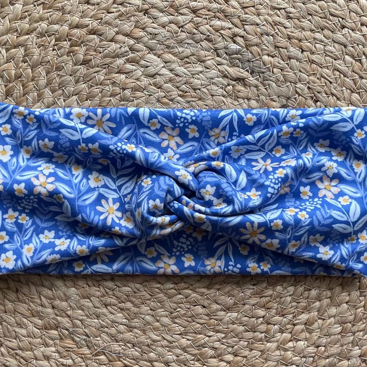 Designs by Rachel Joy - Wholesale Fashion Headband - Women's - Blue Garden Knit Twist Headband2