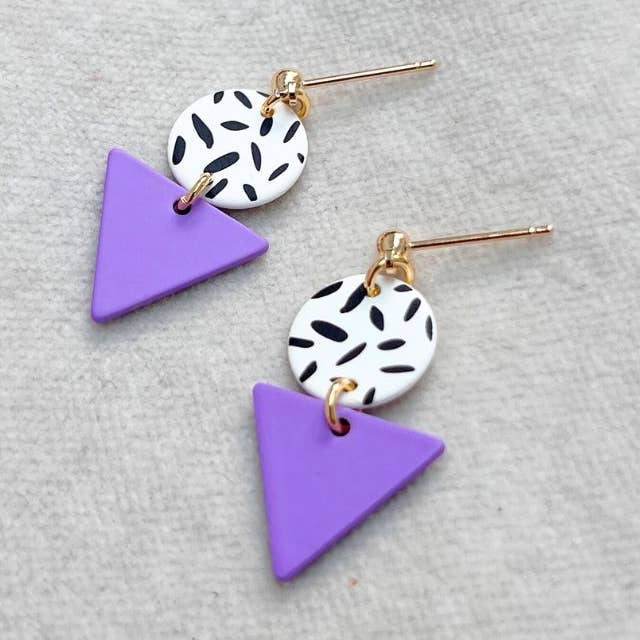 Boucles d'oreilles Mini Memphis - Lilas pour la vente par Jack & Freda