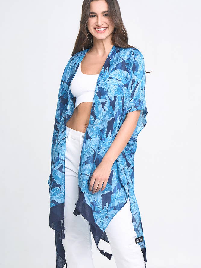 Sommarkimono med palmblad tryck tofs för wholesale av Hana
