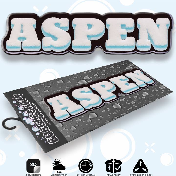 Aspen Pulver Grafik 3D Souvenir Klistermærke for engroshandel hos Bubblecraft