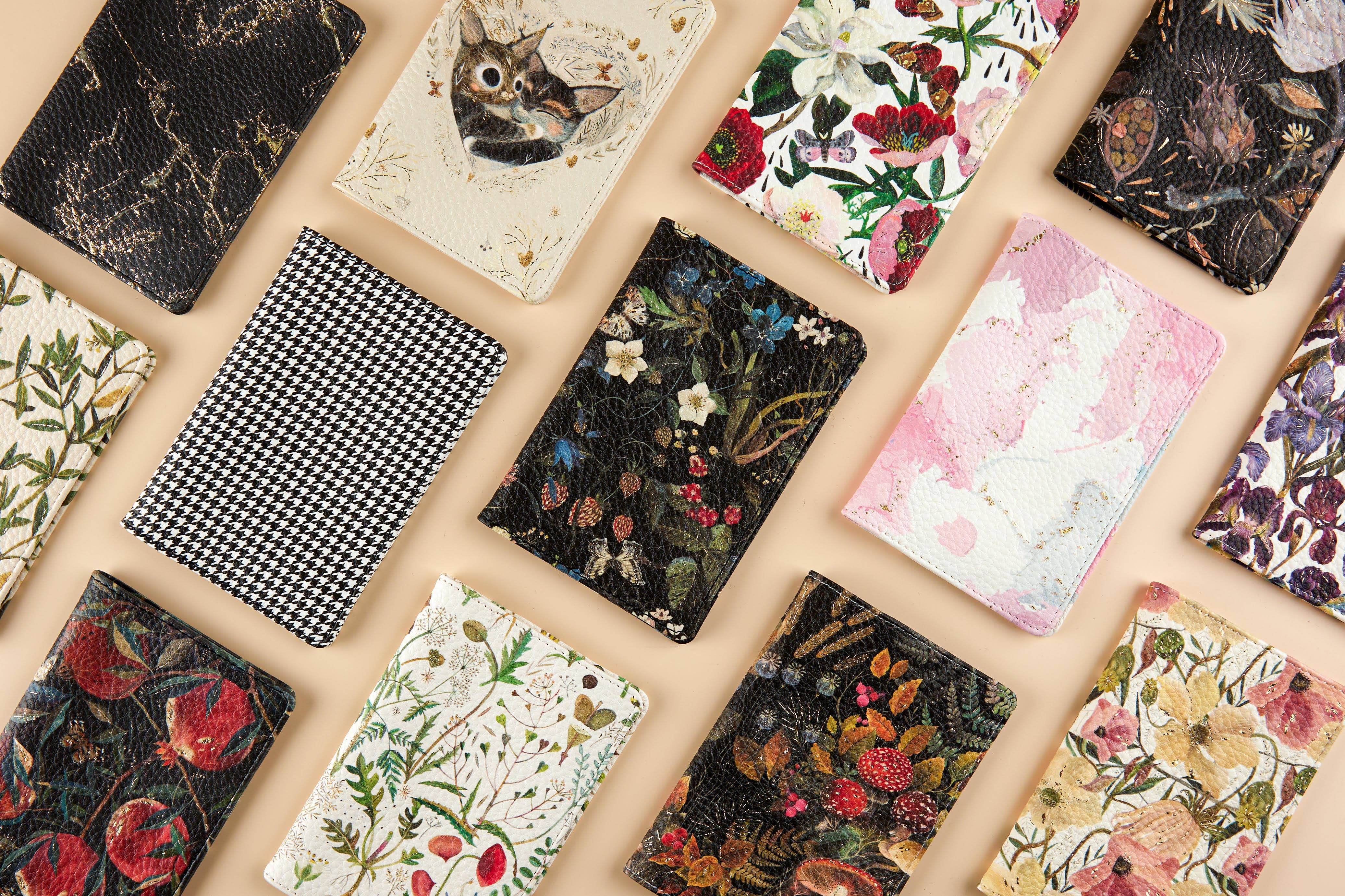 BV by Bruno Visconti - Wholesale Passport Case - Women's - Vegan Leather Passport Cover - Greens and Flowers4