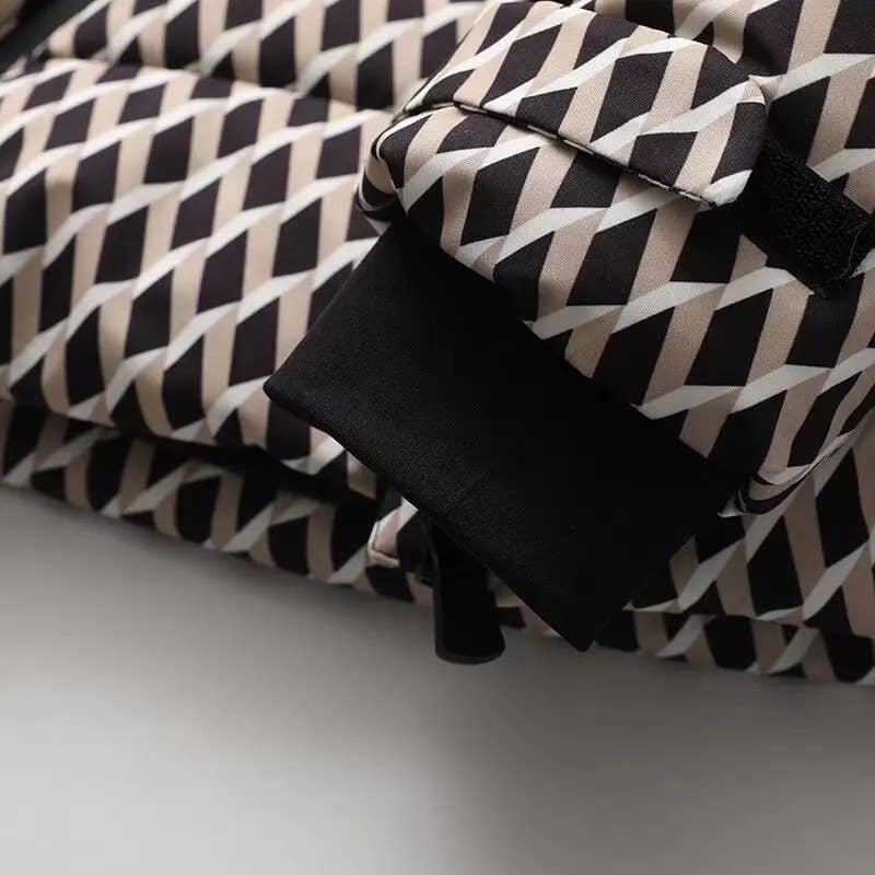 Rosa Clothing - Wholesale Coat - Women's - Printed hooded ski padded quilted jacket with belt8