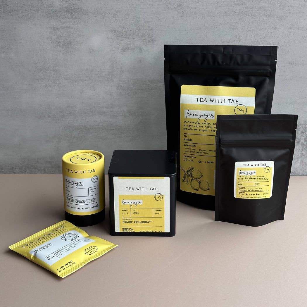 Tea with Tae – wholesale Tepåsar – Citron- och ingefärsörtte - Individuellt förpackad tepåse2