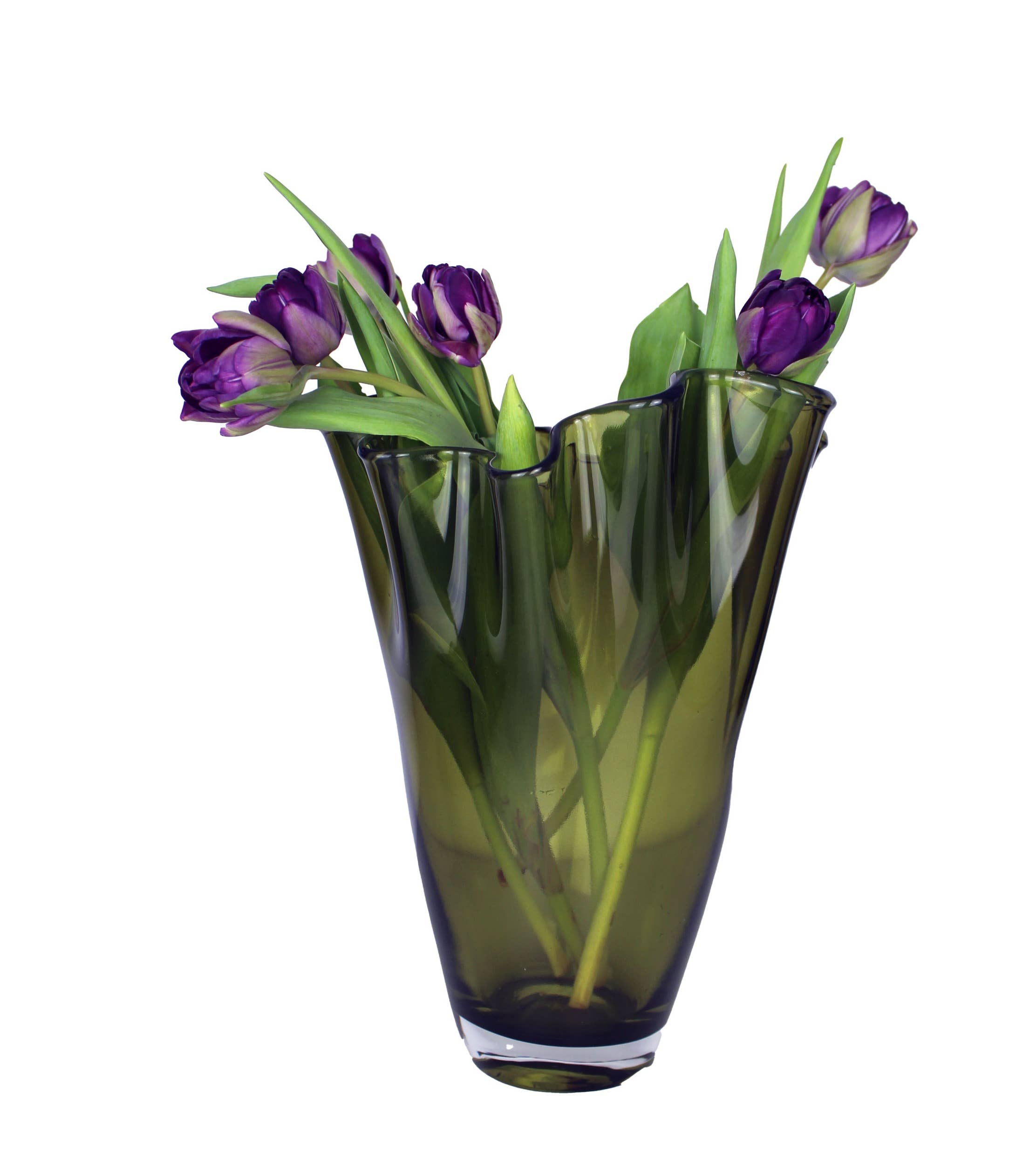 Signature Home Collection GmbH – wholesale Vas – Grön vågig glasvas i blomstermodell7