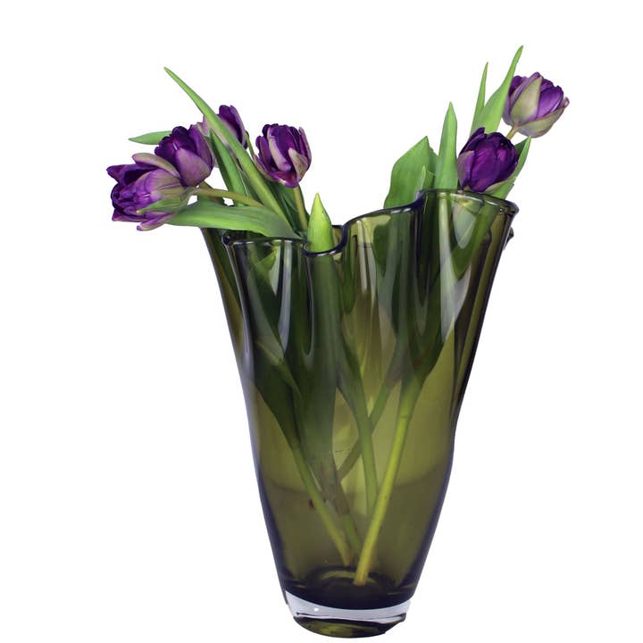 Signature Home Collection GmbH – wholesale Vas – Grön vågig glasvas i blomstermodell7