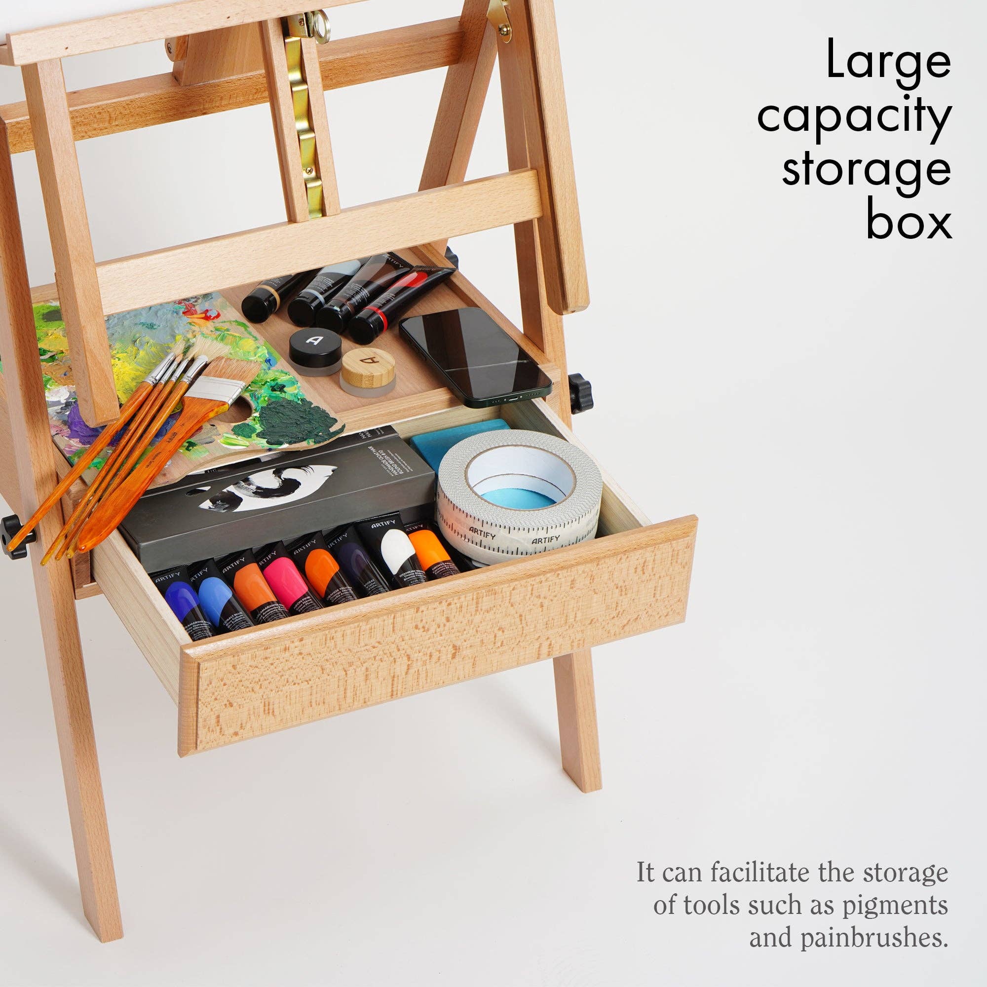 Artify – wholesale Easel – ARTIFY Large Wooden H-Frame Studio Beechwood Easel2