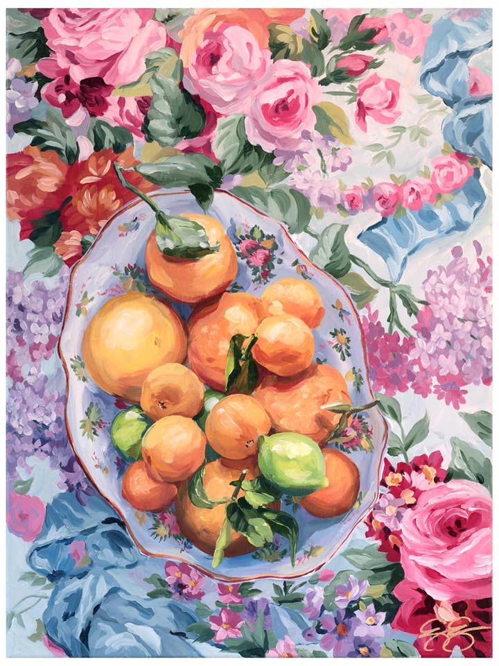Citrus in Chinoiserie, una stampa fine art su carta per la vendita all'ingrosso da parte di Elizabeth Alice Studio