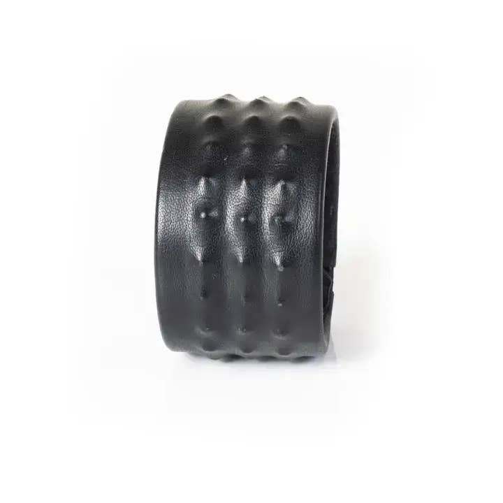 Heren brede zwarte leren manchetarmband voor wholesale door The Dark Men