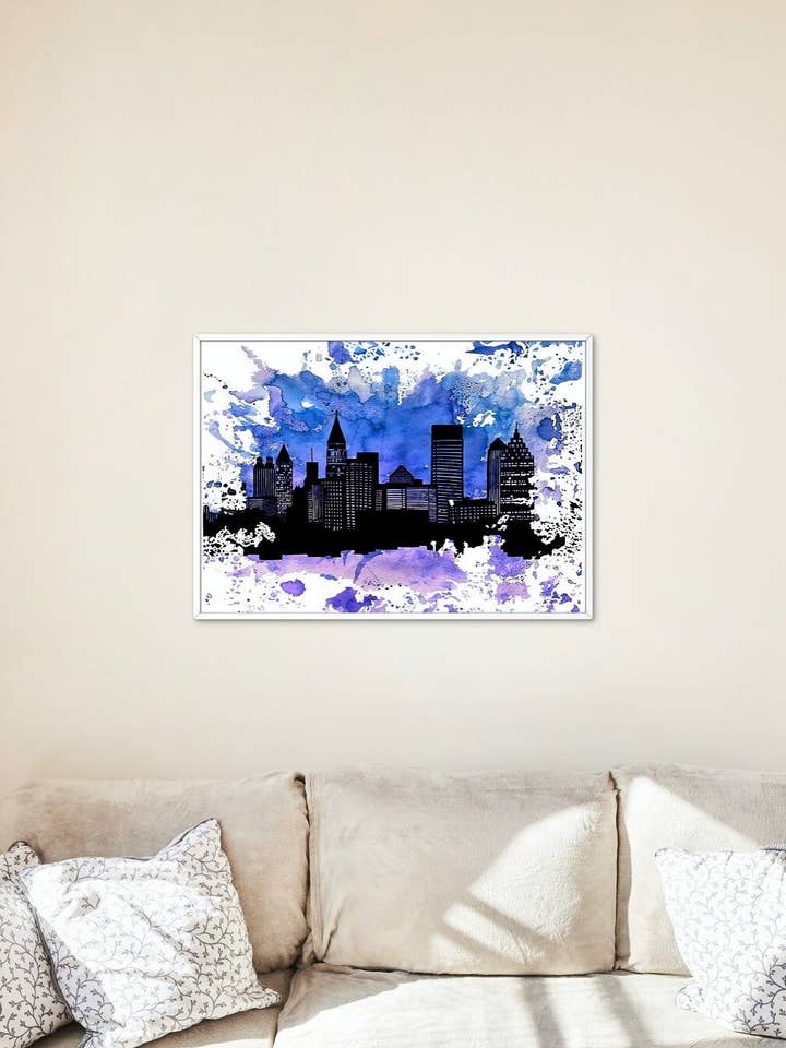 Aquarell Stadt-Silhouette drucken für den Großhandel von Jiva More Life