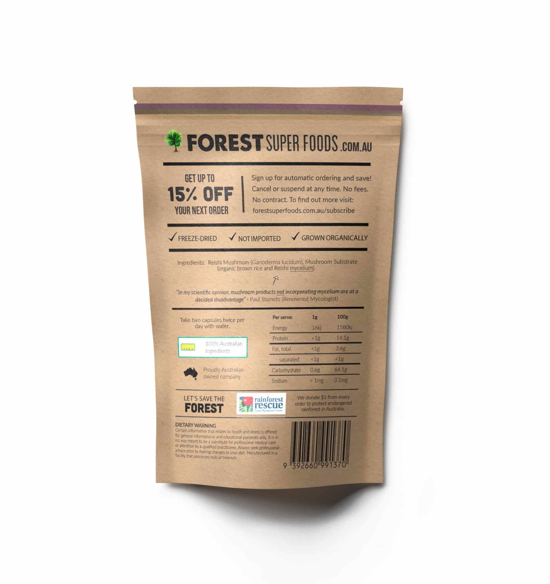 Forest Super Foods – wholesale Protein/superfood powder – Australian Grown Reishi Mushroom Powder1