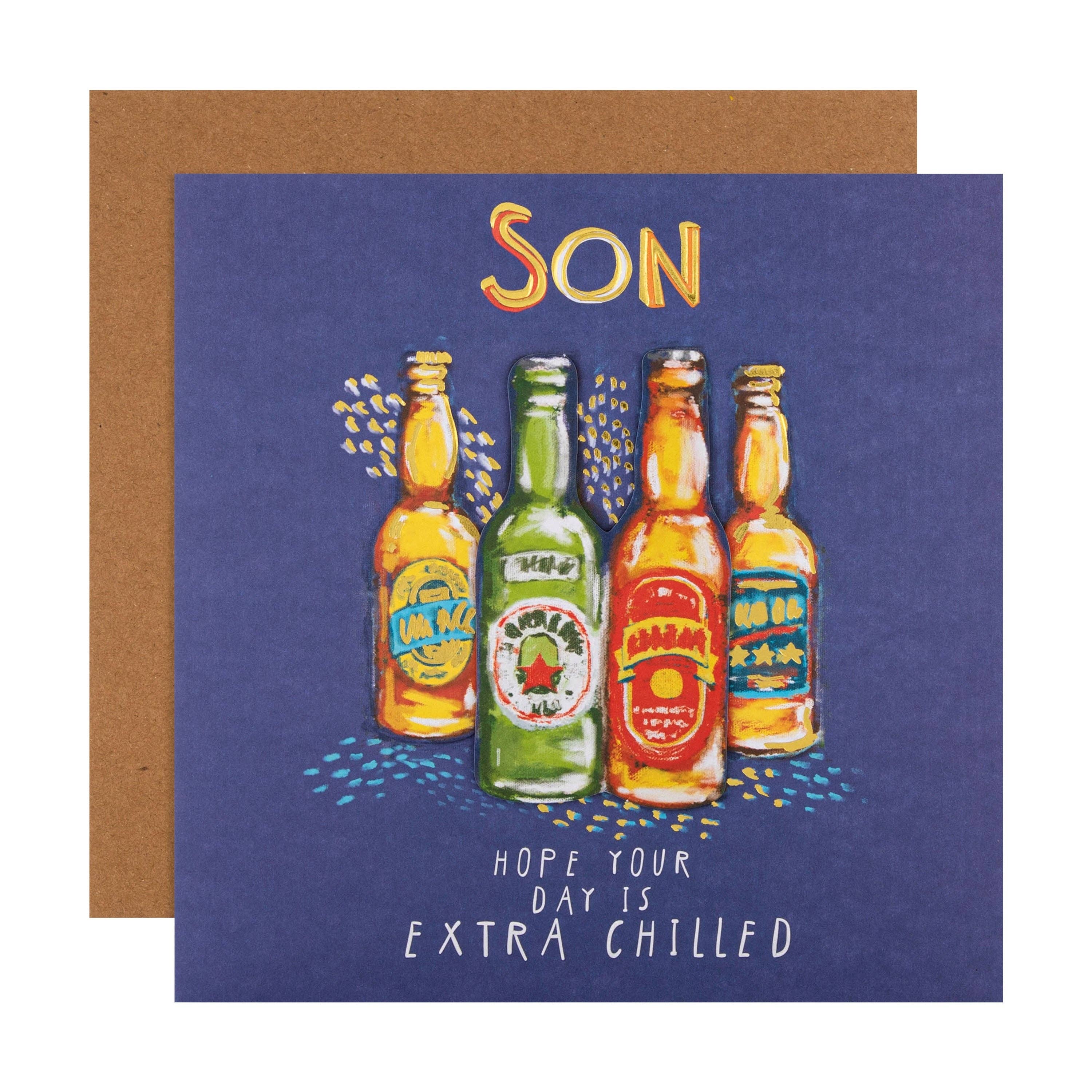 Hallmark – wholesale Birthday card – Birthday Card for Son - Blue Beer Bottle Design0