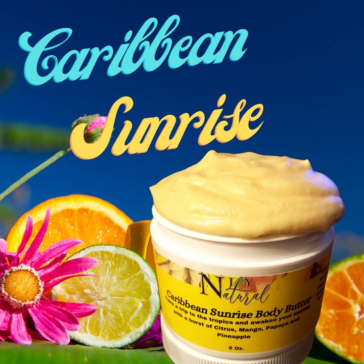 Caribbean Sunrise Body Butter, 8 oz. Handmade naturally for you for wholesale by NJOY Natural