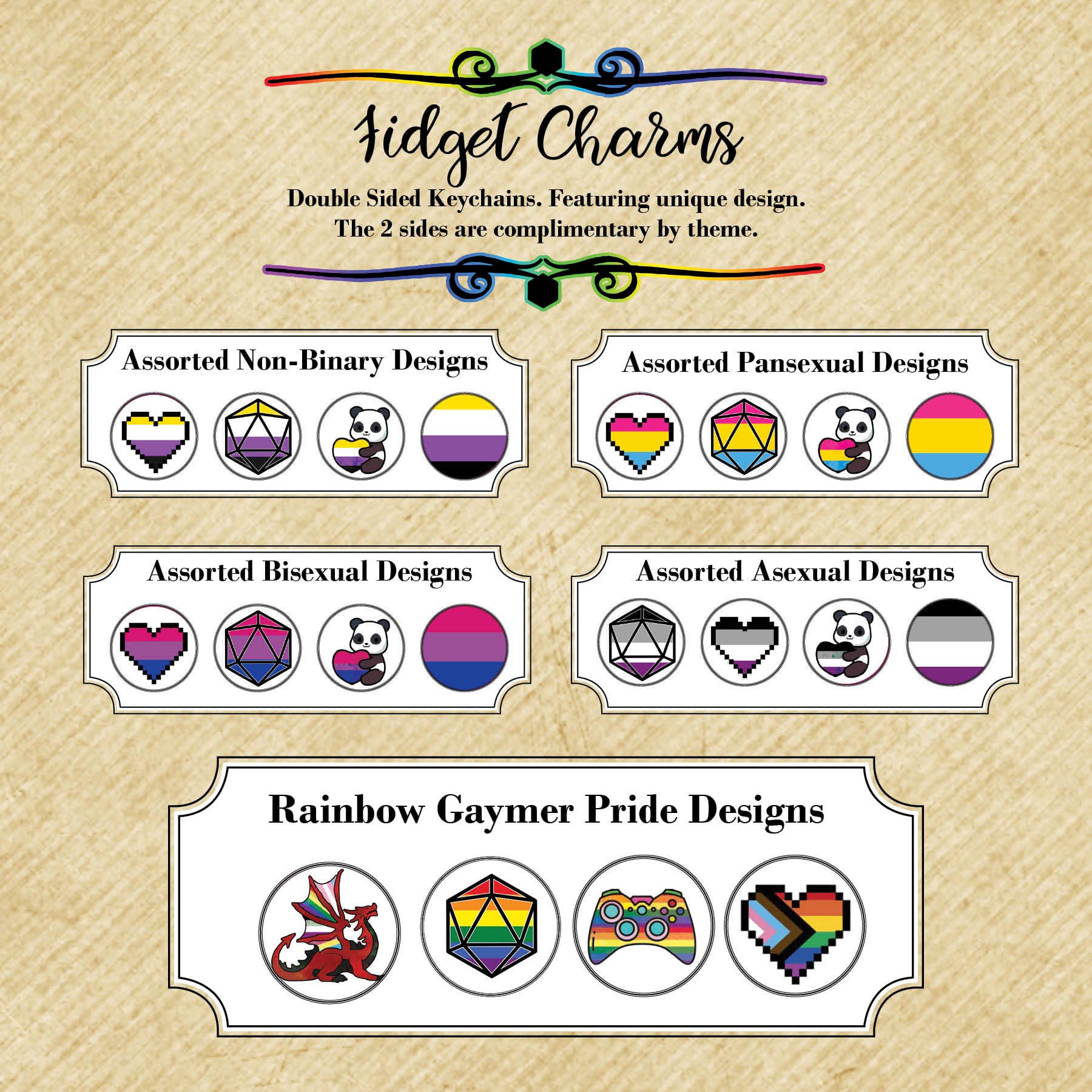 Con-Quest Crafts - Wholesale Sleutelhanger - Uniseks - Pride Fidget Charms dubbelzijdig draaiende sleutelhanger3